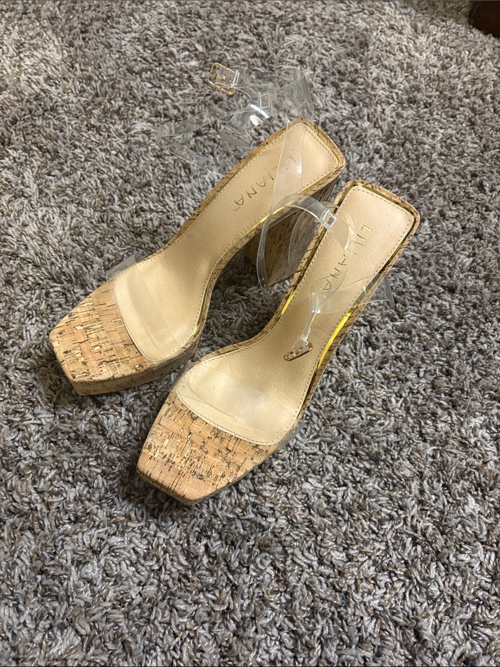 Liliana Clear Strap Cork Platform Sandals